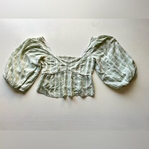 New Show Me Your MuMu Green Gingham Smocked Crop Top Medium
